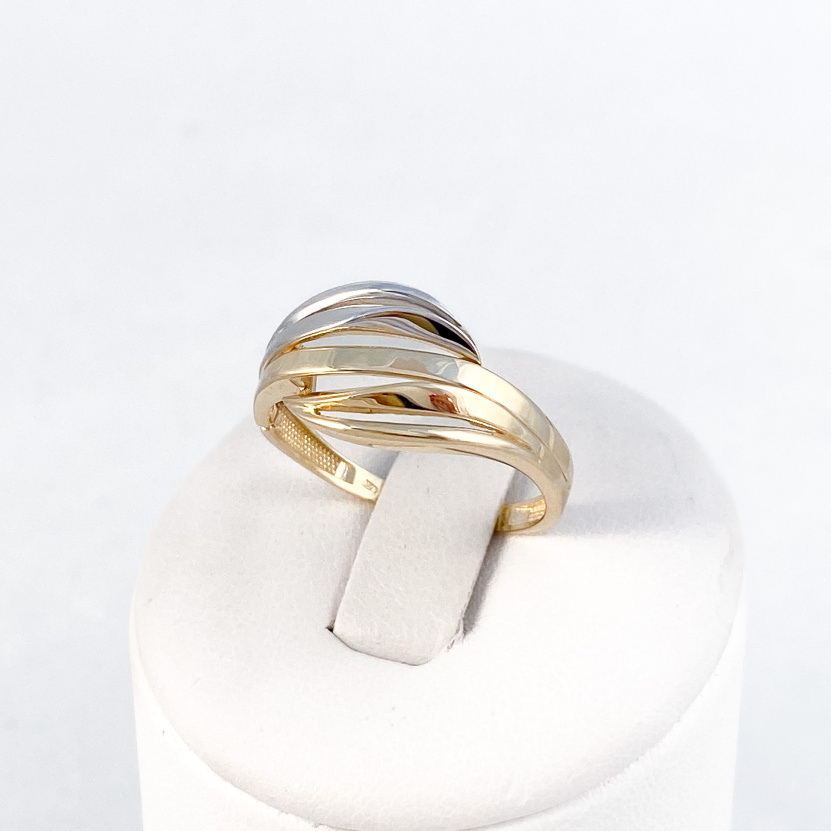 Žluté zlato prsten s bílou kombinací